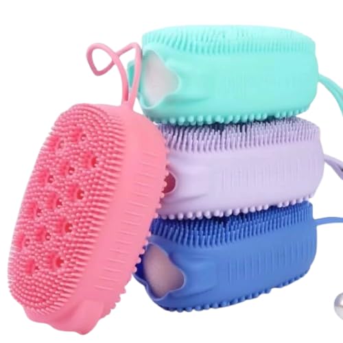 ESPONJA DE BANHO SILICONE MASSAGEADORA COM DISPENSER PARA O SABONETE LIMPEZA PROFUNDA BUCHA BANHO -