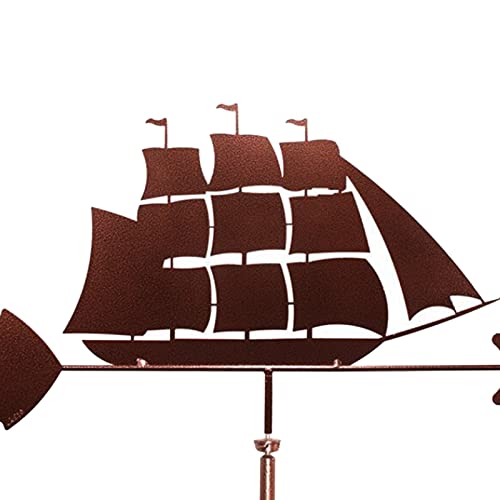 Fenteer Retro Sailboat Stainless Steel Weather Vane Durable Farmhouse Weathervane Wind Direction Indicator Yard Measuring Tools for Roof Mount Courtyard Garden Scene Decor