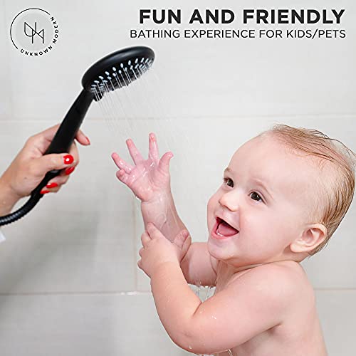 8 Inch Modern Black Rainfall Shower Head With Handheld Attachment - High Pressure - Adjustable Head - Rain Shower Head Massager - 5 Setting Spray #TOP1