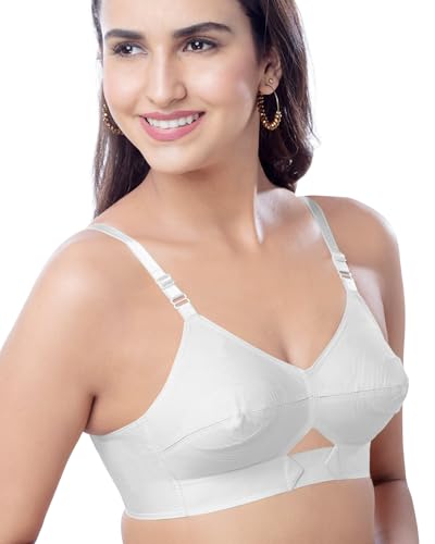 Image of Brida Sajini Women's Cotton Round Stitch Bra | Full Coverage | Single Layered | Non-Padded | Wireless | Saree Bra for Heavy Bust | Daily Use | Combo
