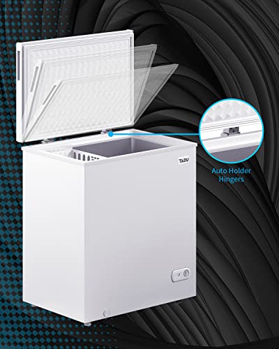 Tabu Chest Freezer, 5.0 Cu Ft Deep Freezer With Removable Basket, Top Open Door Freezer With Adjustable Temperature, Compact Freezer With Top Open Door (White) #TOP2