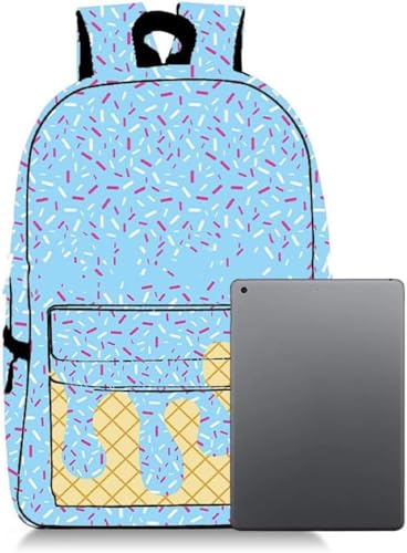 Ice Cream Drip Backpack for Boys Girls, Ice Cream Drip Kawaii Shoulder Bagpacks, with Side Pockets Large Capacity (Light Green)3