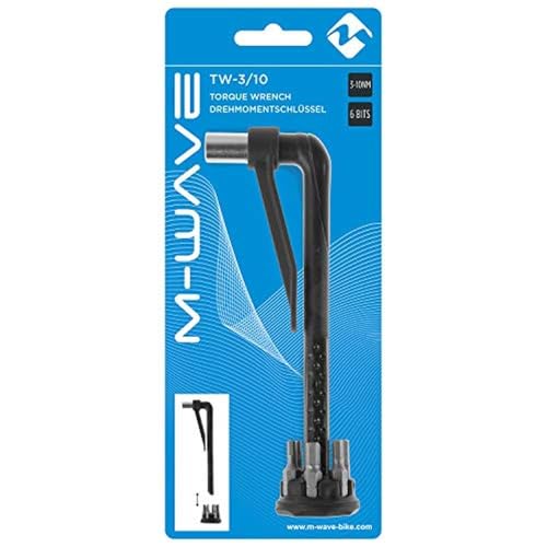 M-Wave TW-3/10 Drehmomentschlüssel Set 6 teilig für Fahrrad, Von 3 bis 10 Nm einstellbar, Torx Bit T25 & Innensechskant 3mm/4mm/5mm/6mm,inklusive, Klein und praktisch, Schwarz