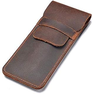 Daimay Crazy Horse Large Leather Pen Case, Handmade Fountain Pen / Multi-Pen Case, Brown