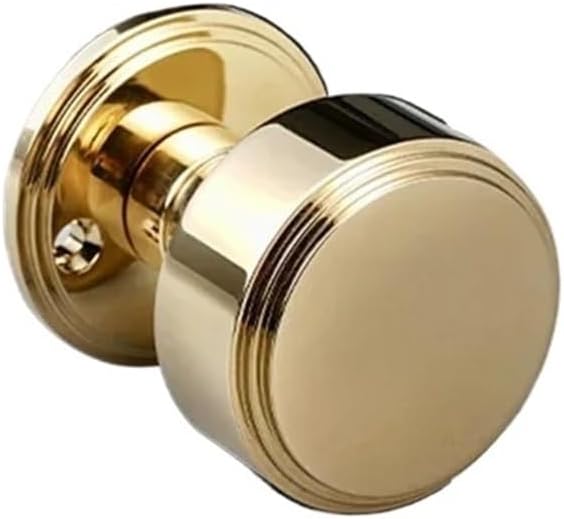 Brass Round Interior Door Lock Set Silent(Gold-Privacy)