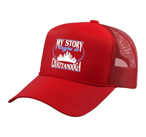Born in Chattanooga Trucker Hat with Adjustable Mesh Back, Red