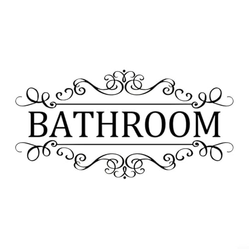 Bathroom Door Sign Self-Adhesive Wall Sticker,PVC Removable Toilet Washroom Decor Door Sign Decal(30 * 15cm)