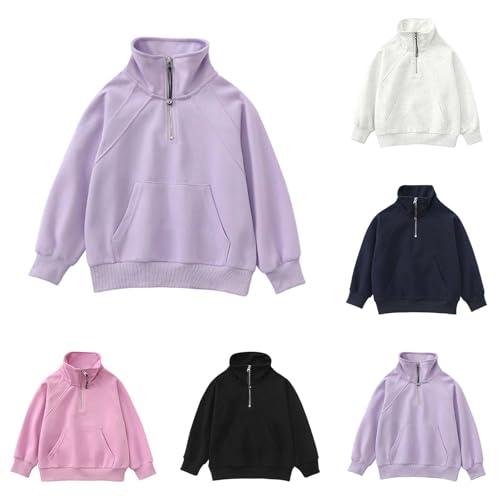 Quarter Zip Sweatshirts for Girls 2025 Fall Trendy Stand Collar Pullover Hoodies Casual Athletic Jacket Outerwear 5-16Years3