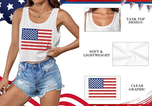 Image of Ithalt Womens American Flag Shirts 4th of July Outfits USA T-Shirt Patriotic Tank Shirt Fourth of July Sleeveless Tops