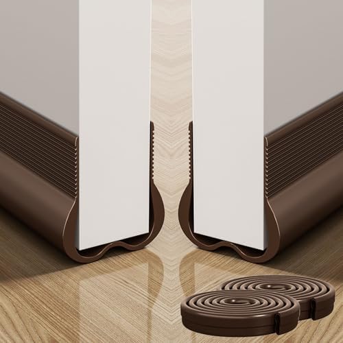 Efficient Weather Stripping Door Seal Strip – Under Door Draft Stopper, Soundproof Dust Blocker, Noise Stopper & Gap Filler for Doors (Brown)