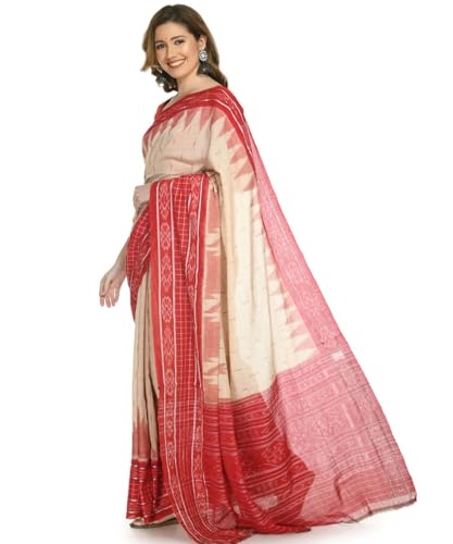 Image of Nuapatna Cotton Saree of Odisha Ikkat Orissa Traditional Handloom Sari | Bomkai | Pata | Nuapatana | sambalpuri saree | khandua patta sare | without Blouse S6