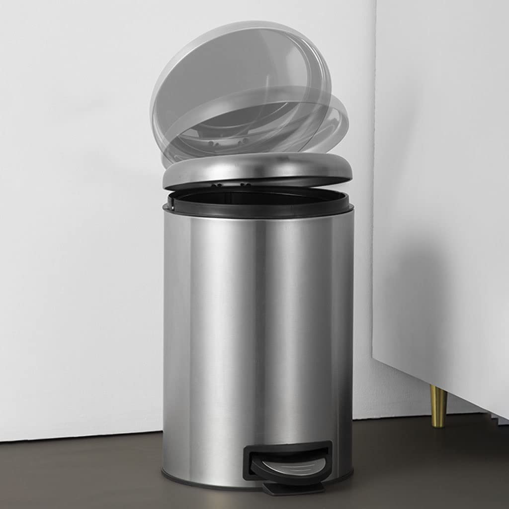 Mülleimer, kleiner Treteimer, Deckel for Badezimmer Schlafzimmer Edelstahl Mülleimer Abfallkorb Mülleimer Küche Mülleimer Wohnzimmer(5L)