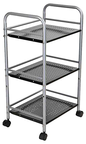 Mind Reader HOLECART3-SIL 3 Tier Metal Storage Box, 3 shelf, Black