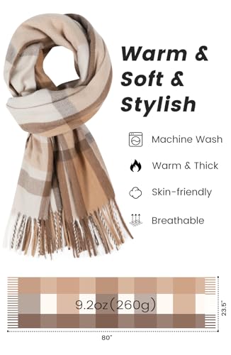 Scarf for Women - Womens Winter/Fall Blanket Scarf, Long Plaid Shawls and Wraps, Cashmere Feel Fashion Pashmina Scarves3