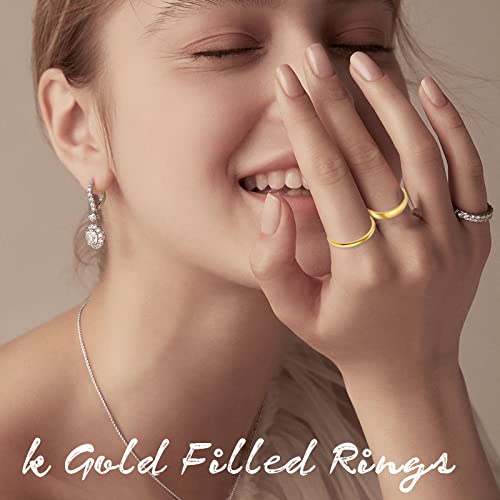 Chuqiu 18K Gold Filled Rings Stacking Rings For Women Gilrs Stainless Steel Rings Stackable Thin Gold Plain Statement Band Ring Set Comfort Fit 2Mm 4Mm 6Mm #TOP1