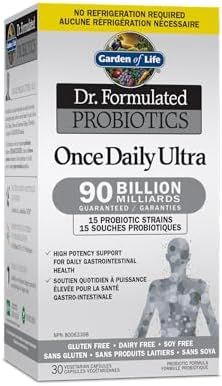 Garden of Life - Dr. Formulated Probiotics Once Daily Ultra | High Potency Support For Gut & Colon Health |90 Billion CFU + 15 Probiotic Strains | Shelf Stable | Gluten Free, Dairy Free, Soy Free