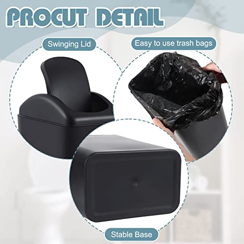 Hoolerry 2 Pcs 3 Gallon Plastic Kitchen Garbage Can Slim Kitchen Trash Can With Lid Small Trash Bin With Swing Lid For Bathroom Office Bedroom Kitchen Waste Outdoor, 5.6 X 9.1 X 16.1 Inches (Black) #TOP2
