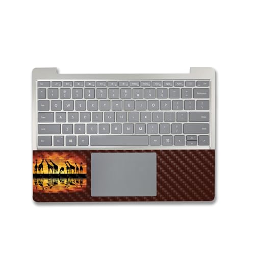 Image of MightySkins Carbon Fiber Skin Compatible With Microsoft Surface Laptop Go 3 (2023) Full Wrap Kit - Glamour Giraffes | Protective, Durable Textured Carbon Fiber Finish | Easy To Apply | Made in the USA