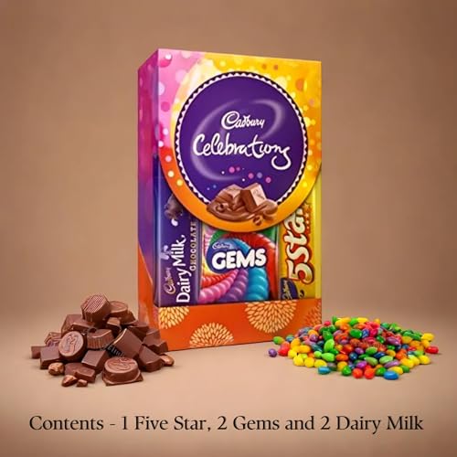 Image of eCraftIndia Set of 5 Blue Golden Shri, Ganesha, Peacock, Flute, Floral Religious Rakhis for Brothers with Chocolate, Cadbury Celebrations Gift Pack of 5 Assorted Chocolate, Rakhi with Chocolate Gift