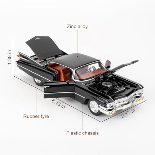 Image of FEXXA 1:32 Scale Die Cast Eldorado Cadillac Exclusive Alloy Metal Pull Back Die-cast Car Model with Sound Light Mini Auto Toy for Kids Metal Model Toy Car with Sound and Light? (1.32 Eldorado-Black)