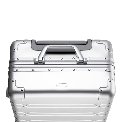 Simcat All Aluminum Carry On Suitcase, 100% Aluminium Metallkoffer, Aluminiumlegierung Koffer Trolleys Handgepäckkoffer mit Spinnerrädern, TSA-Schloss (Silber,55×35×23cm,37L)