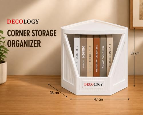 Image of DecoLogy Multipurpose Bookshelf Organiser Rack for Living Room, Kitchen, Bedroom, Office (Corner Cupboard, 1PCS)