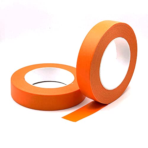 Image of 2 Pack Orange Painters Tape 1 inch Wide, Masking Tape 1 inch X 55 Yards X 2 Rolls, Orange Paper Tape for Arts DIY Crafts Painting Labeling Decoration School Projects Home Office