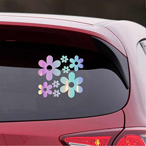 Image of Groovy Daisy Flower (Holographic Opal Purple) (Set of 2) Premium Waterproof Vinyl Decal Stickers Laptop Phone Accessory Helmet Car Window Bumper Mug Tuber Cup Door Wall Decoration