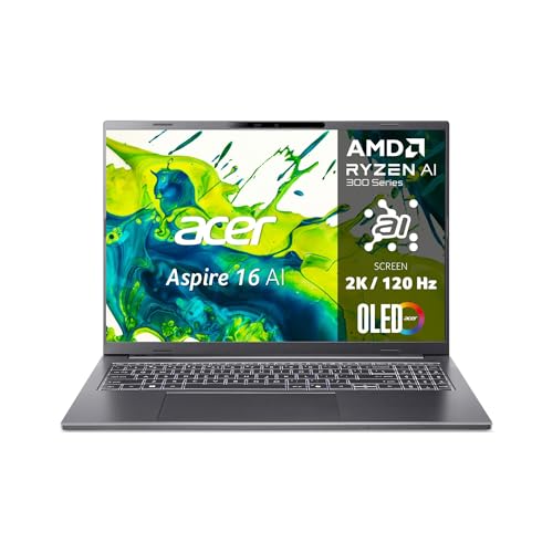 Acer Aspire 16 AI OLED (A16-61M-R8RH) KI Ordinateur Portable, PC Copilot+ + Écran 16