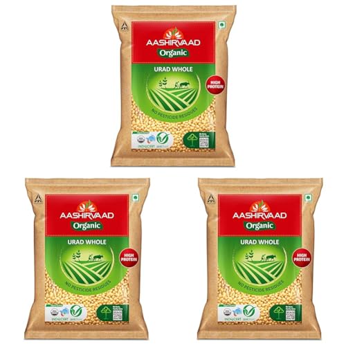 Image of Aashirvaad Organic Urad Dal (Whole), 1kg, 100% Organic Urad Dal Rich in Protein (Pack of 3)