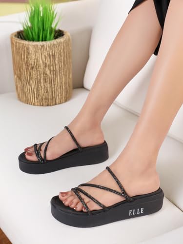 Image of ELLE Women's Comfortable Multi-Strap Platform Heel Sandals