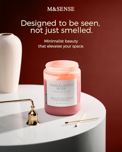M&SENSE Sandalwood Rose Scented Candles for Home, 19.4oz 110 Hours Soy Wax - Image 4