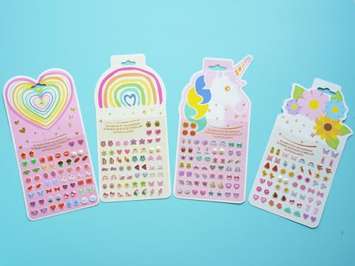 Image of Stick On Earrings - Girls 3D Unicorn Sticker Earrings Self-Adhesive Craft Gem Stickers (Multistyle Theme Sets-02)