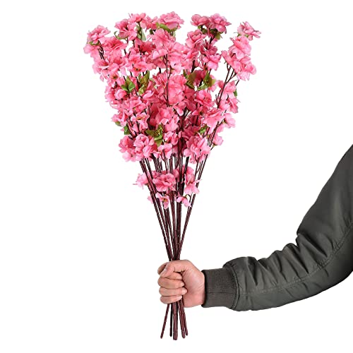 belupai 10 Ramas de Flores Artificiales de Cerezo, Tallos Altos de Seda de 26.0 In, Ramas de Flores de Melocotón, Tallos de Ciruelo de Primavera, Arreglo Floral Falso para Boda, Hogar, Navidad,(Rosa)