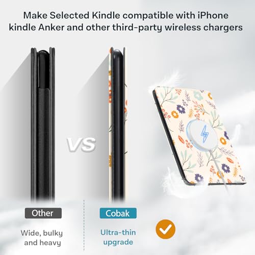 Image of CoBak Stand Case for 7 inch Kindle Paperwhite 12th Gen 2024 and Kindle Colorsoft with Hand Strap - Compatible with iPhone MagSafe, for Samsung /Belkin /Anker Wireless Charging Pads, Durable, Auto Sleep Wake