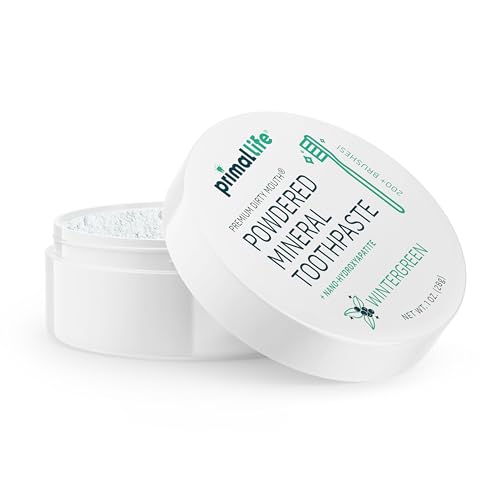 Image of Primal Life Organics - Dirty Mouth Toothpowder, Tooth Cleaning Powder, Flavored Essential Oils with Natural Kaolin & Bentonite Clay, Good for 200+ Brushings, Organic, Vegan (Wintergreen, 1 oz)