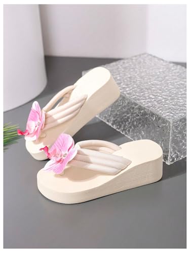 Verdusa Women's 3D Floral Platform Sandals Holiday Wedge Sandals Beach Flip Flops3