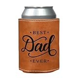 Birthday Gifts for Dad, Best Dad Ever Can Sleeve Gifts from Daughter Son Wife, 12 oz Leather Can Cooler for Men, Retirement Fathers Day Gift for Father in Law Husband Grandpa Uncle