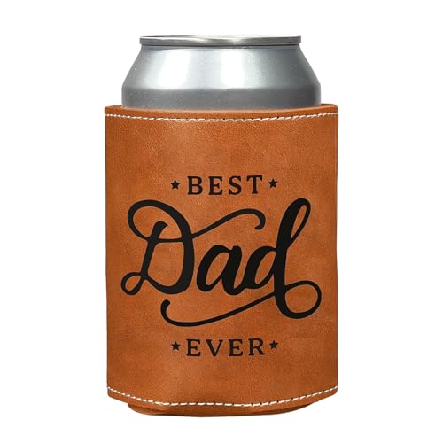 Dad Can Cooler, 12 oz Leather Sleeve, Gift for Father's Day