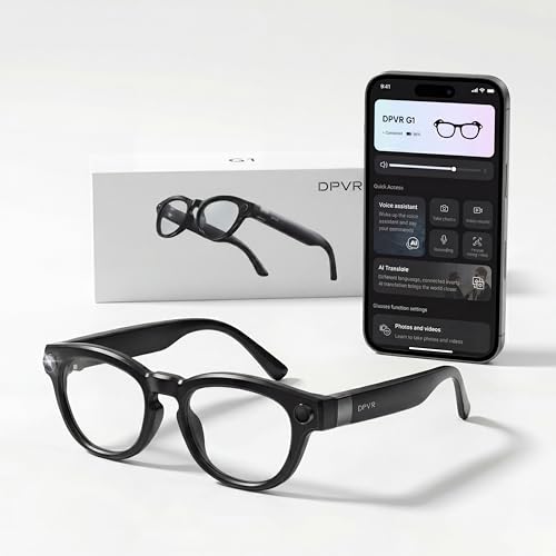 DPVR AI Smart Glasses with Camera and Bluetooth – 8MP HD Camera Glasses for Men & Women, Video Recording Glasses with Voice Assistant, 144-Language Real-Time Translation, for Travel, Work, Music, Vlog