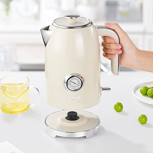 Wiltal Retro Vattenkokare & Brödrost Set, 1,7 l, Rostfritt Stål