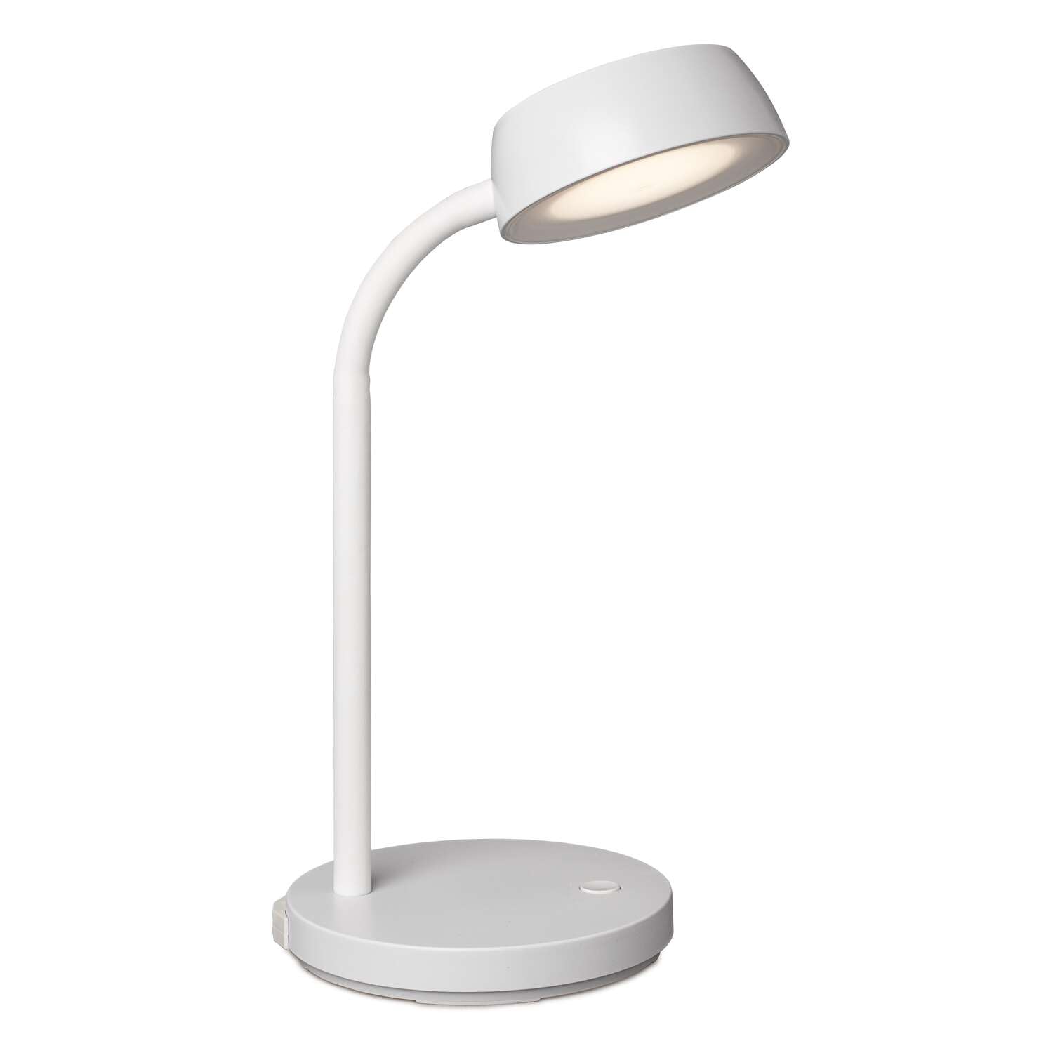 MAUL lampara escritorio LED MAULabby | Pequeña lampara de escritorio con soporte | Moderna lampara de mesa para escritorio | Lampara LED flexible con luz LED blanca cálida 3000K | Blanco