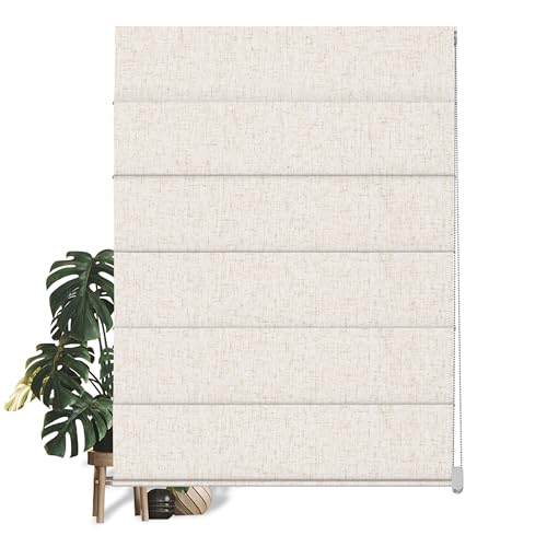 BERISSA Roman Shades for Windows, Blackout Roman Blinds,Room Darkening Thermal Insulated Window Shades for Home Living Room Bedroom,Linen Beige,Custom Size