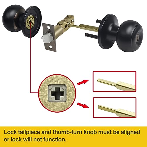 Cml Hardware Matte Black Keyed Entry Door Knob For Entrance, Exterior And Interior Use, Round Ball Handle, Stainless Steel #TOP6