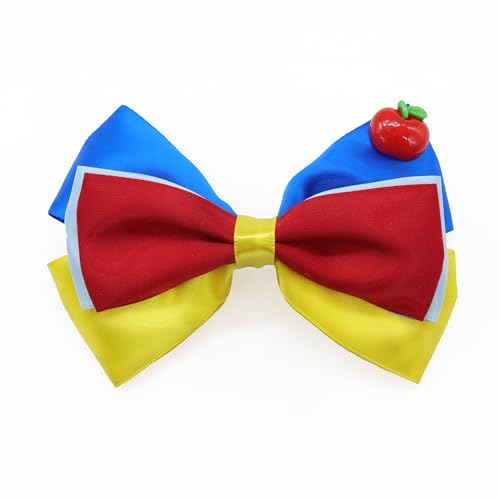BOKETTERA Bow Hair Clip Women & Girls Blue Layered Ribbon Bow with Apple Princess Hair Accessory for Theme Parks Birthdays Parties and Halloween