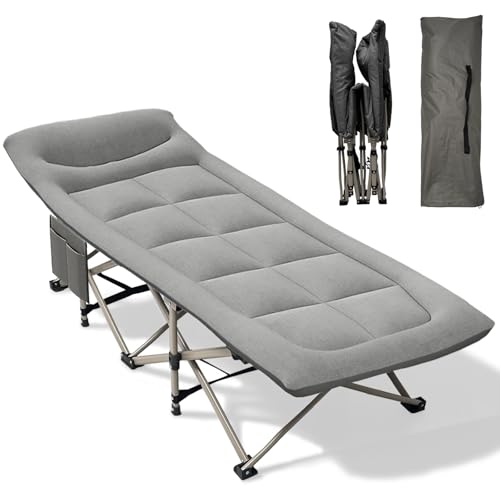 Cama de viaje plegable con almohada y juego de dormir – Cama de invitados portátil con bolsa de transporte, manta y antifaz para dormir, 190 x 70 cm (alargada), tejido Tencel transpirable, compacta