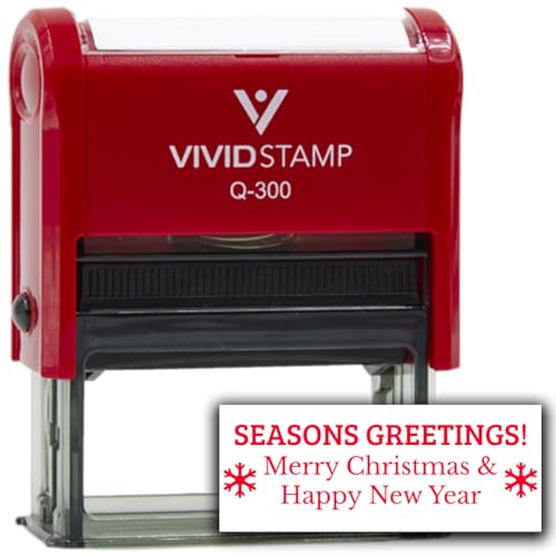 All Quality Seasons Greetings! Merry Christmas and Happy New Year! Self-Inking Rubber Stamp | Christmas Gift Stamp | Festive Season (Red Ink) - Q-300