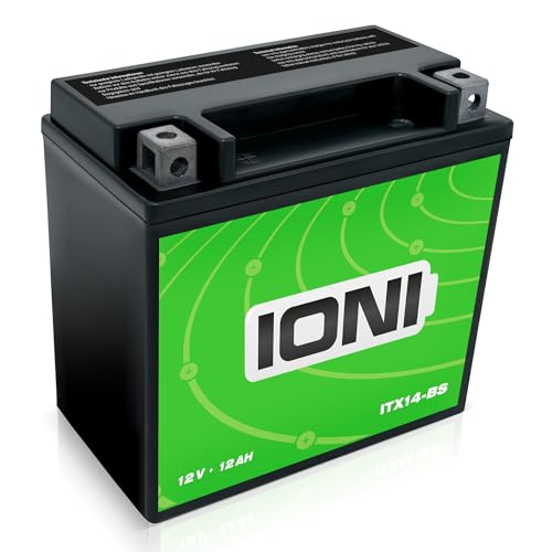 IONI ITX14-BS 12 V 12 Ah AGM-batteri kompatibelt med YTX14-BS förseglad underhållsfri förladdad batteriladdare motorcykelbatteri