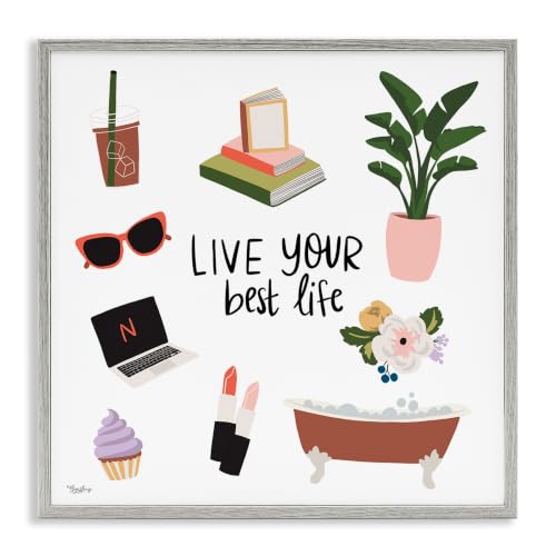 Inspirational Floral Affirmation, 17 x 17 Inch Framed Giclée Print