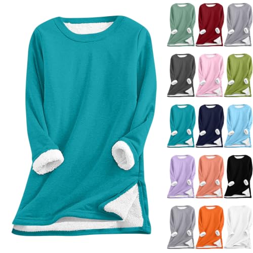 Fleece Sweatshirt for Women Winter Thermal Sherpa Lined Pullover Loungewear